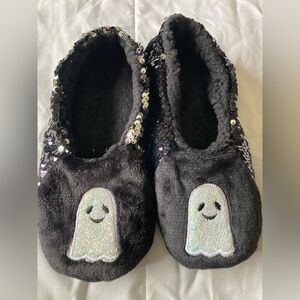 Black Sequin Ghost Slippers